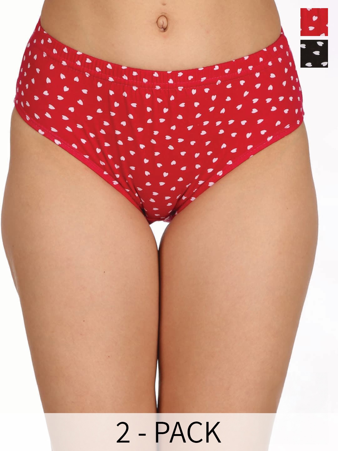 

Reveira Pack Of 2 Printed Mid-Rise Hipster Briefs, Red