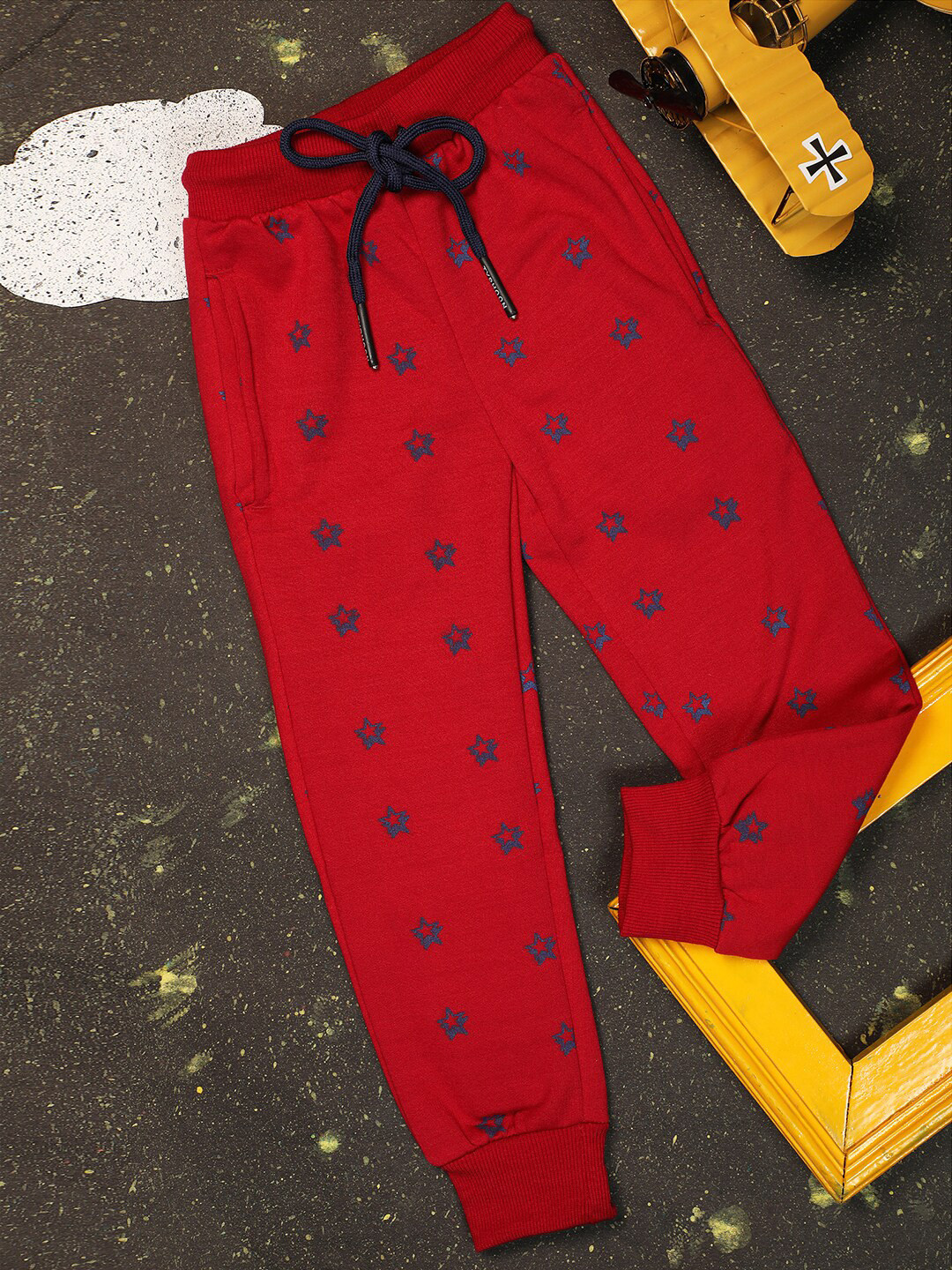 

V-Mart Boys Printed Fleece Joggers, Red