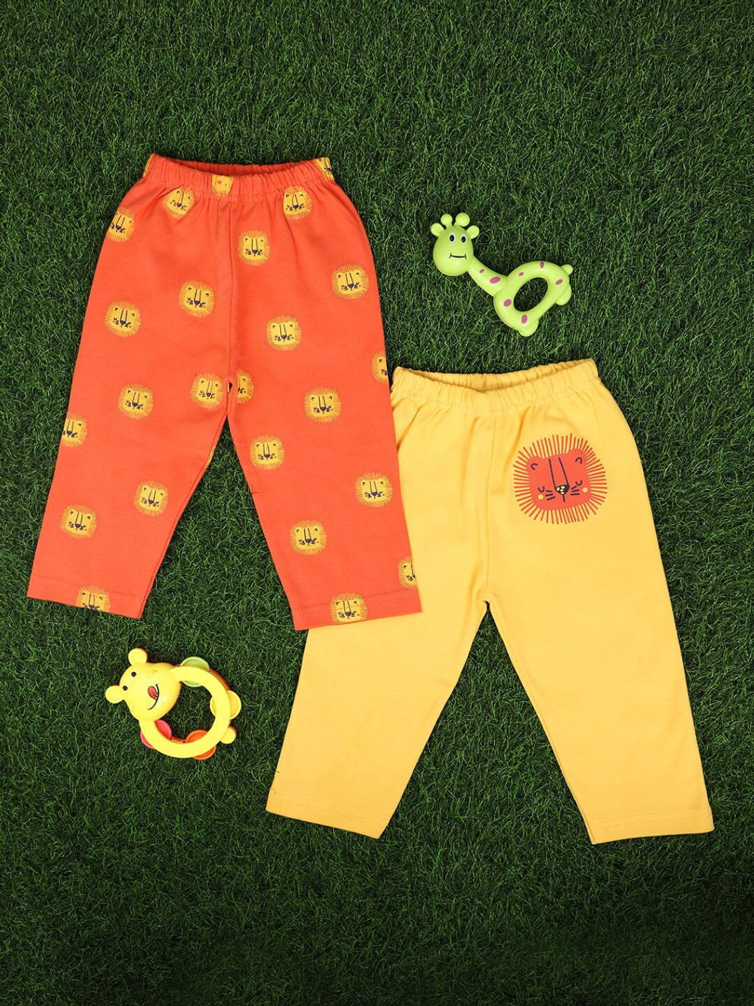 

V-Mart Infants Pack Of 2 Printed Cotton Lounge Pants, Orange