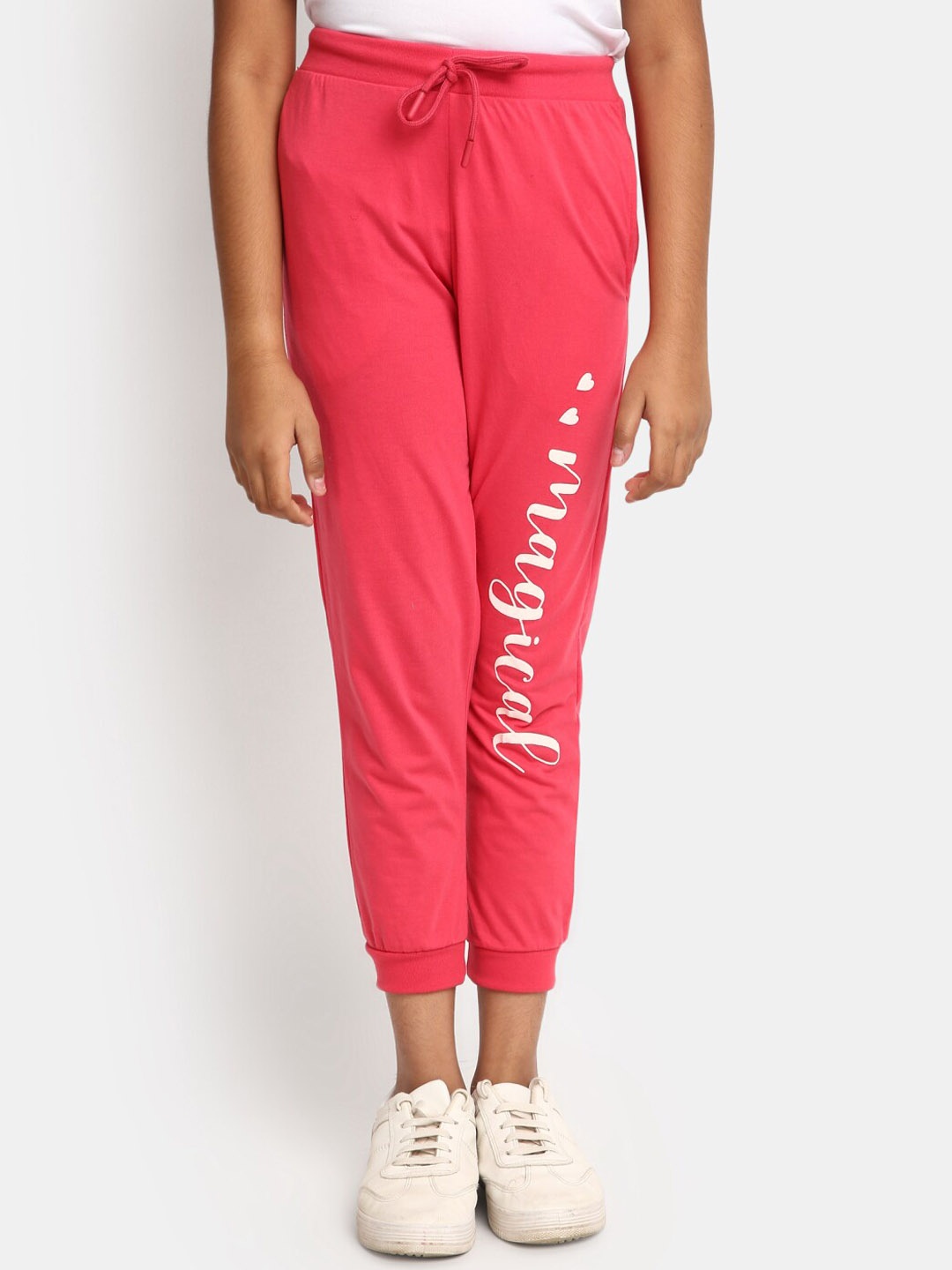 

V-Mart Girls Typography Printed Regular Fit Joggers, Fuchsia