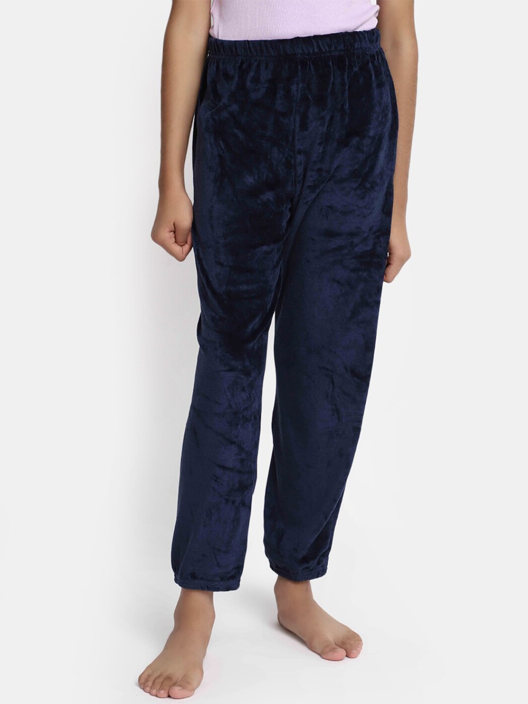 

V-Mart Girls Knitted Mid-Rise Lounge Pants, Navy blue