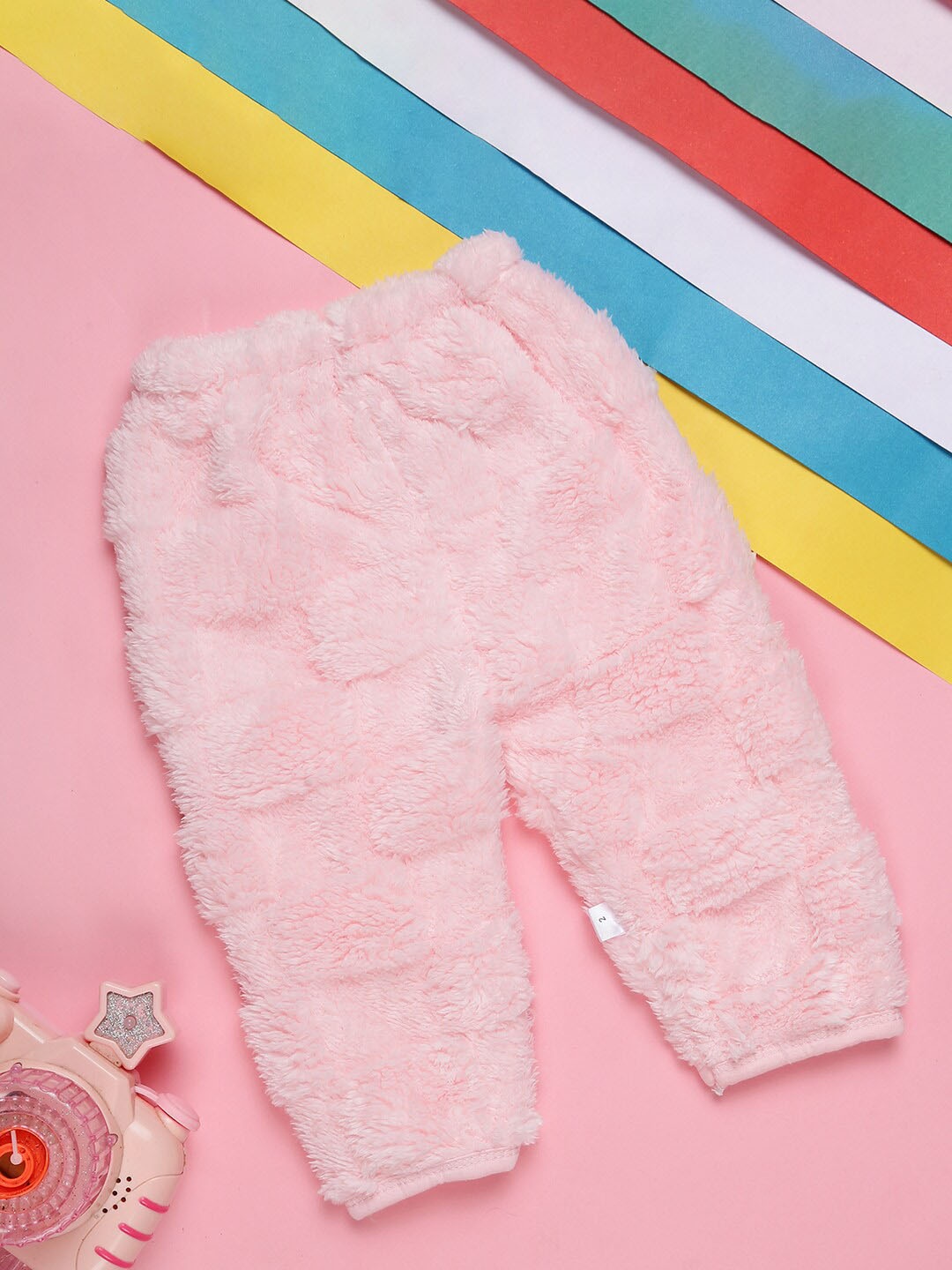 

V-Mart Infants Self Design Fur Straight Lounge Pants, Pink
