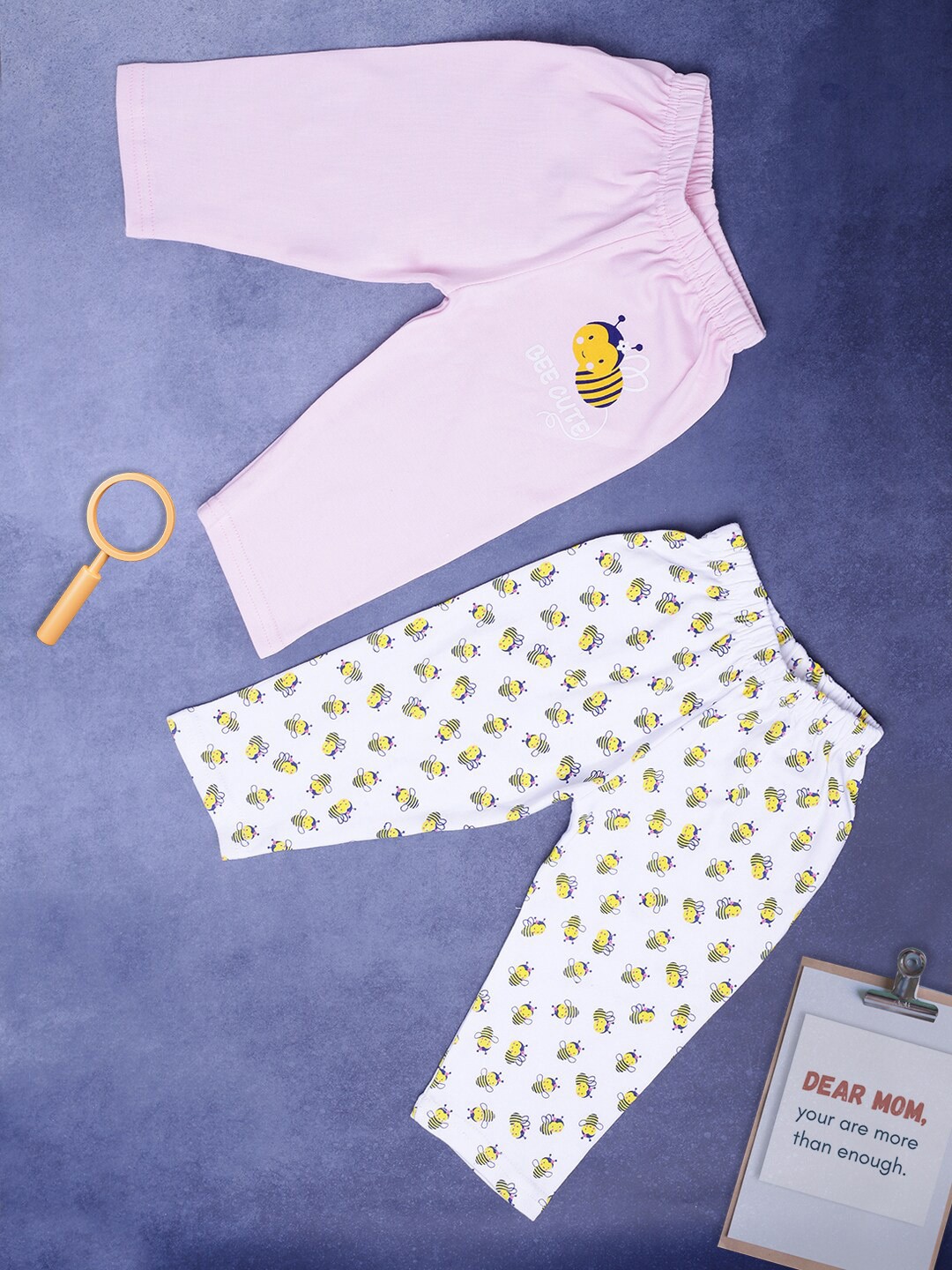 

V-Mart Infants Pack Of 2 Printed Cotton Lounge Pants, Pink