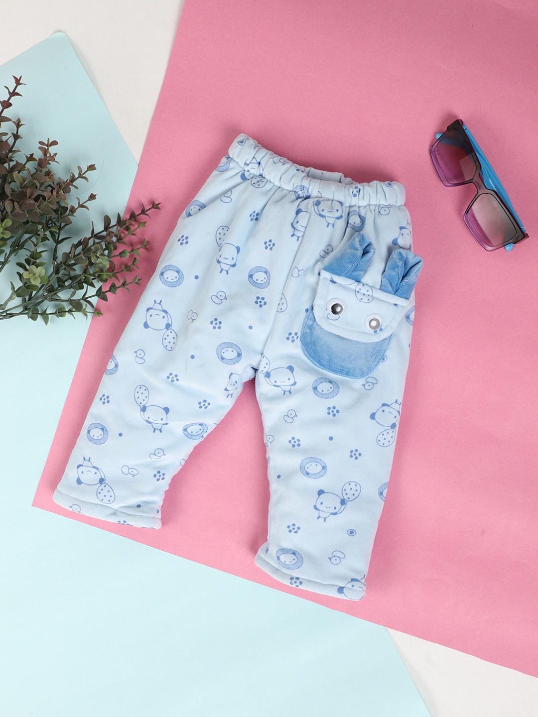 

V-Mart Infants Mid-Rise Printed Cotton Lounge Pants, Blue