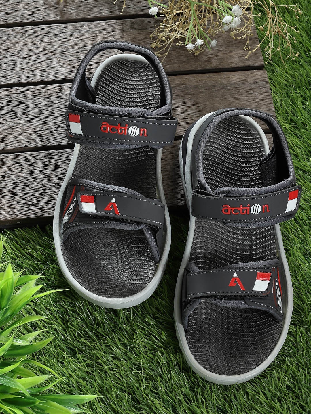 

Action Men Lightweight Sports Sandals With Velcro, Grey