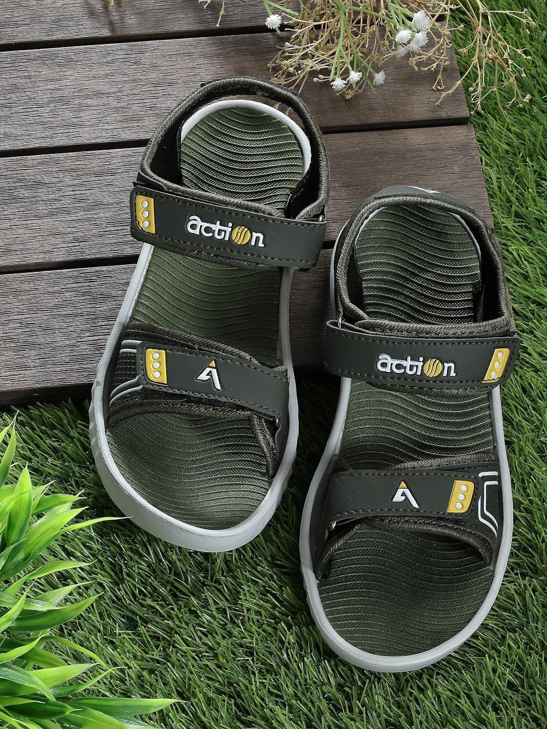 

Action Men Printed Lightweight Durable Sports Sandals, Olive