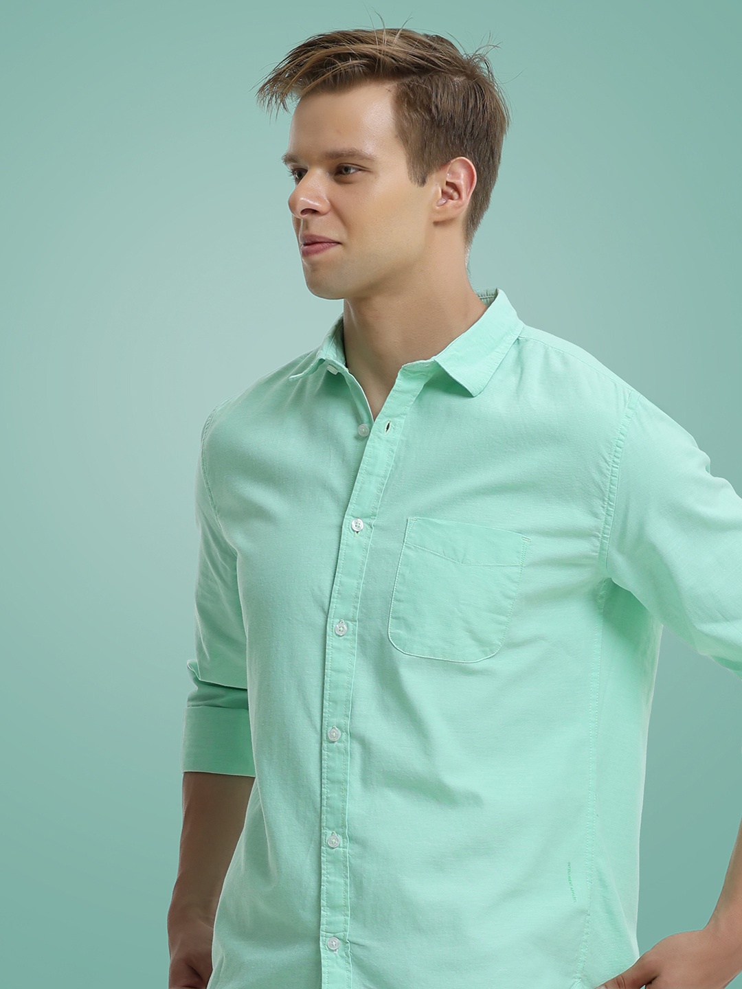 

TURMS Men Anti-Stain & Anti-Odour Oxford Shirt, Turquoise blue