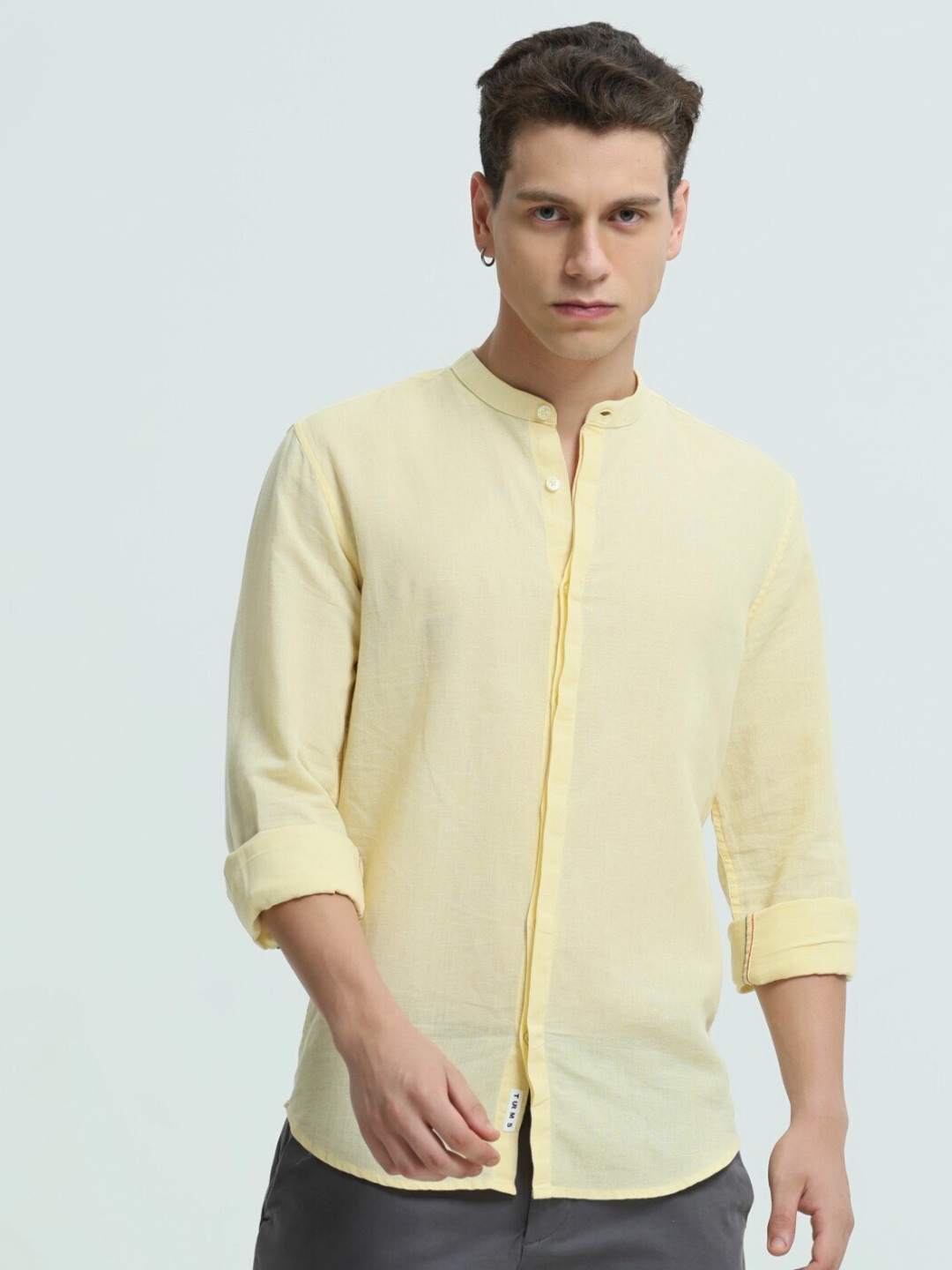 

TURMS Anti-Stain & Anti-Odour Band Collar Shirt, Yellow