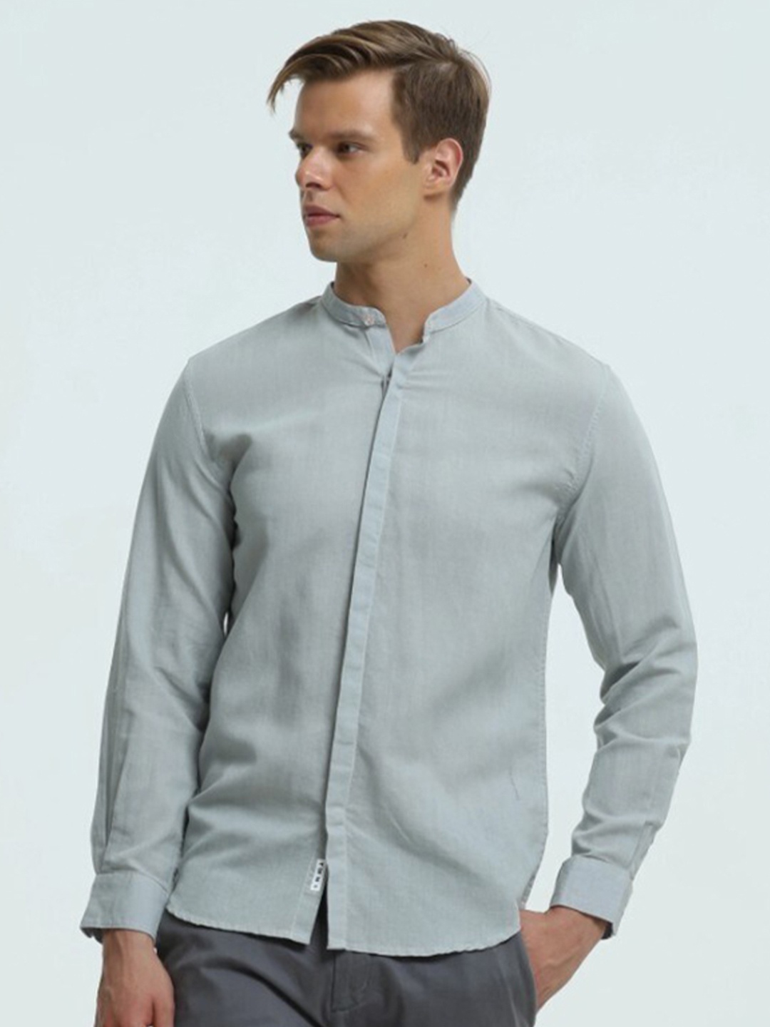 

TURMS Anti-Stain & Anti-Odour Mandarin Collar T-shirt, Grey