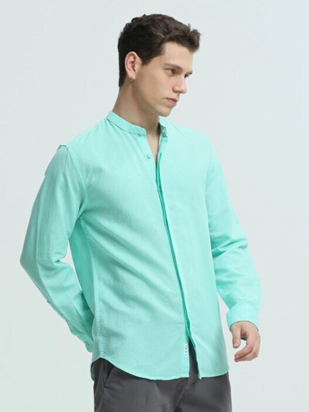 

TURMS Anti-Stain & Anti-Odour Mandarin Collar Shirt, Turquoise blue