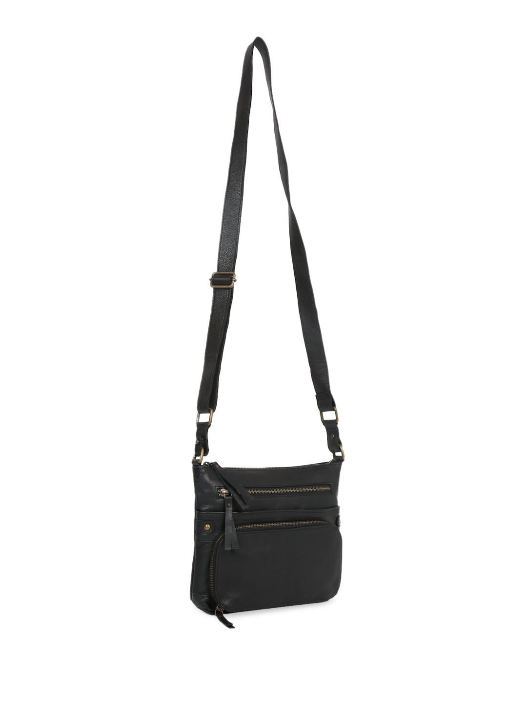 

Suvaska Structured Leather Sling Bag, Black