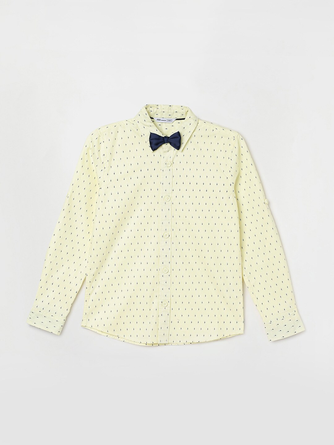 

Fame Forever by Lifestyle Boys Micro Ditsy Printed Spread Collar Pure Cotton Casual Shirt, Yellow