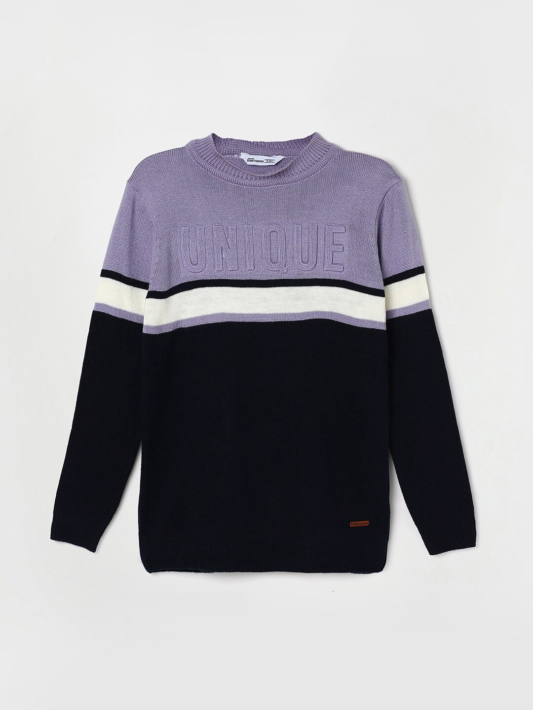 

Fame Forever by Lifestyle Boys Colourblocked Acrylic Pullover Sweater, Purple