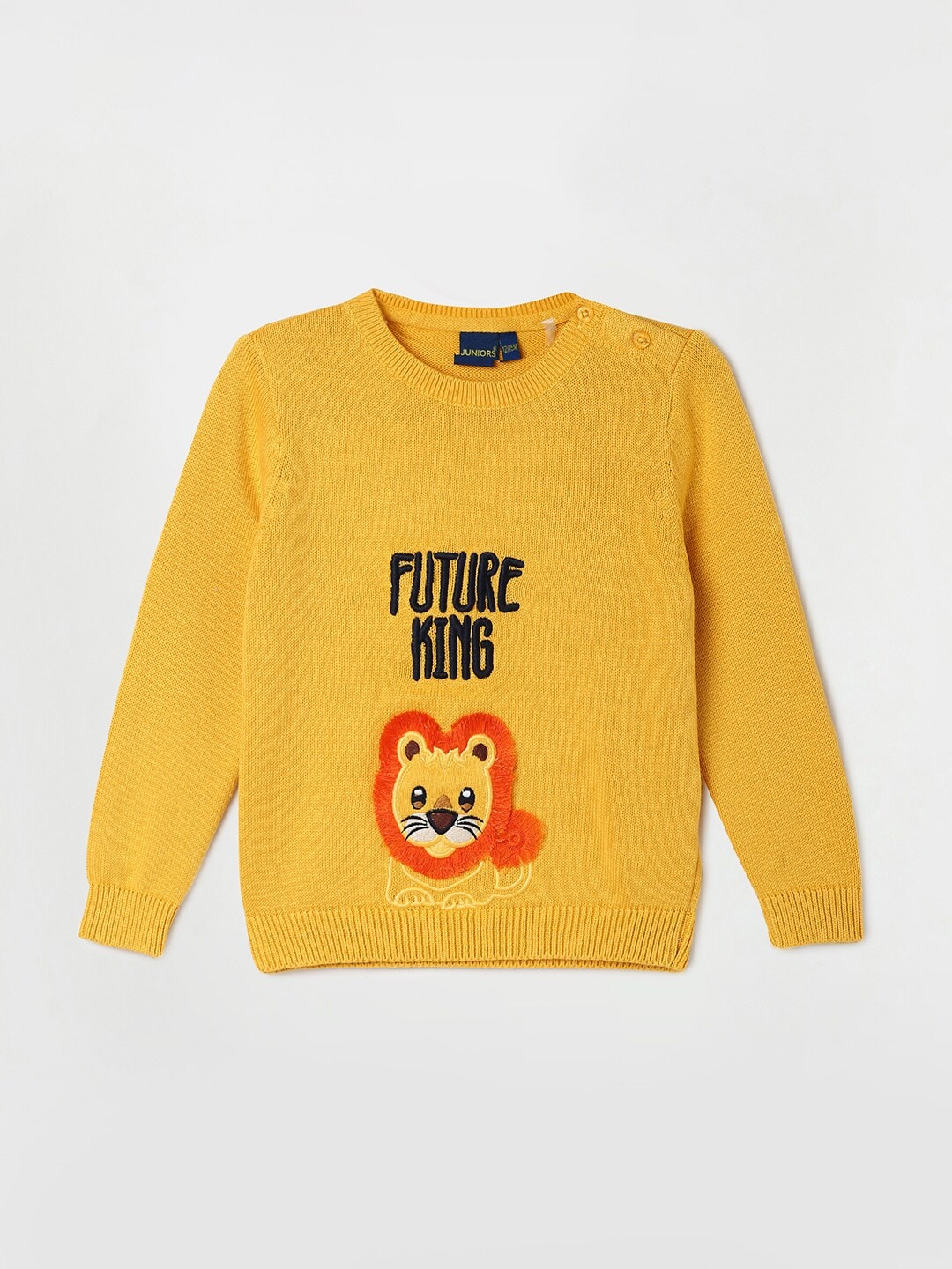 

Juniors by Lifestyle Boys Graphic Embroidered Pure Cotton Pullover, Mustard