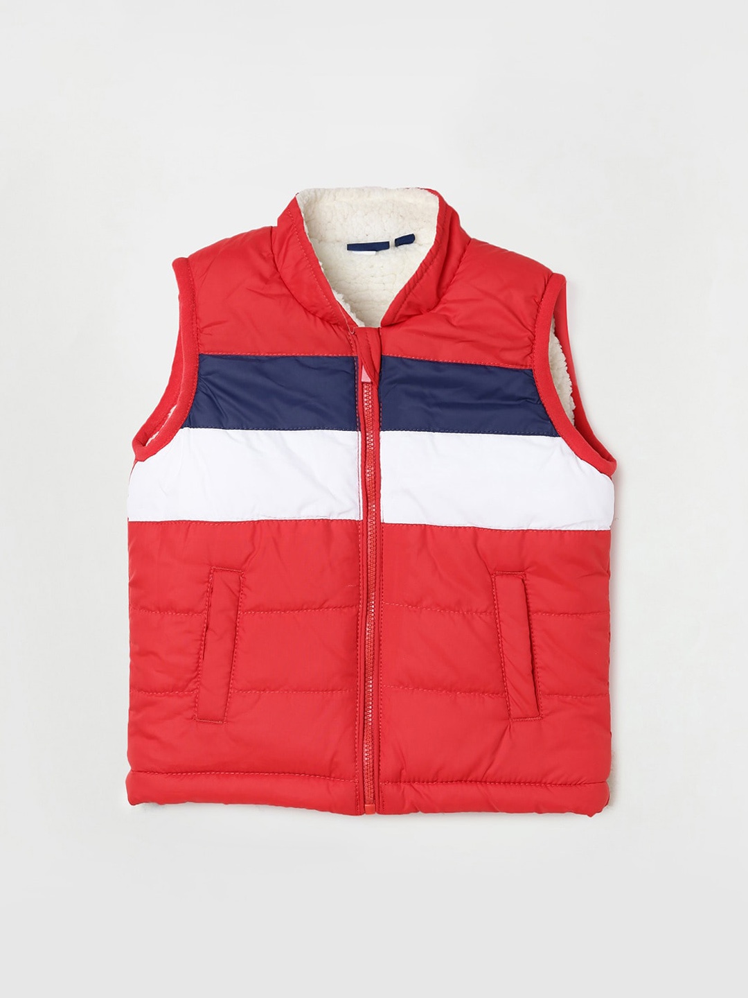 

Juniors by Lifestyle Boys Colourblocked Mock Collar Lightweight Padded Jacket, Red