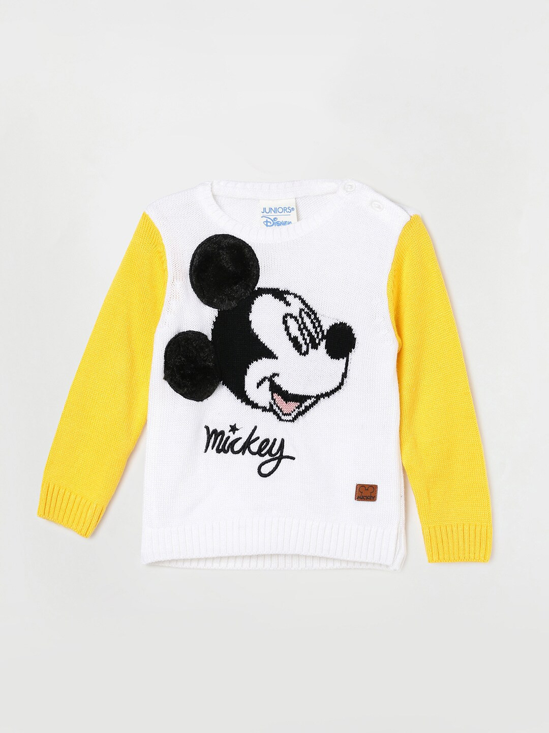 

Juniors by Lifestyle Boys Mickey Mouse Self Design Pure Cotton Pullover, Off white