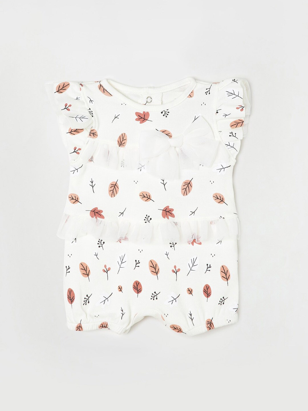 

Juniors by Lifestyle Infant Girls Printed Pure Cotton Romper, Cream