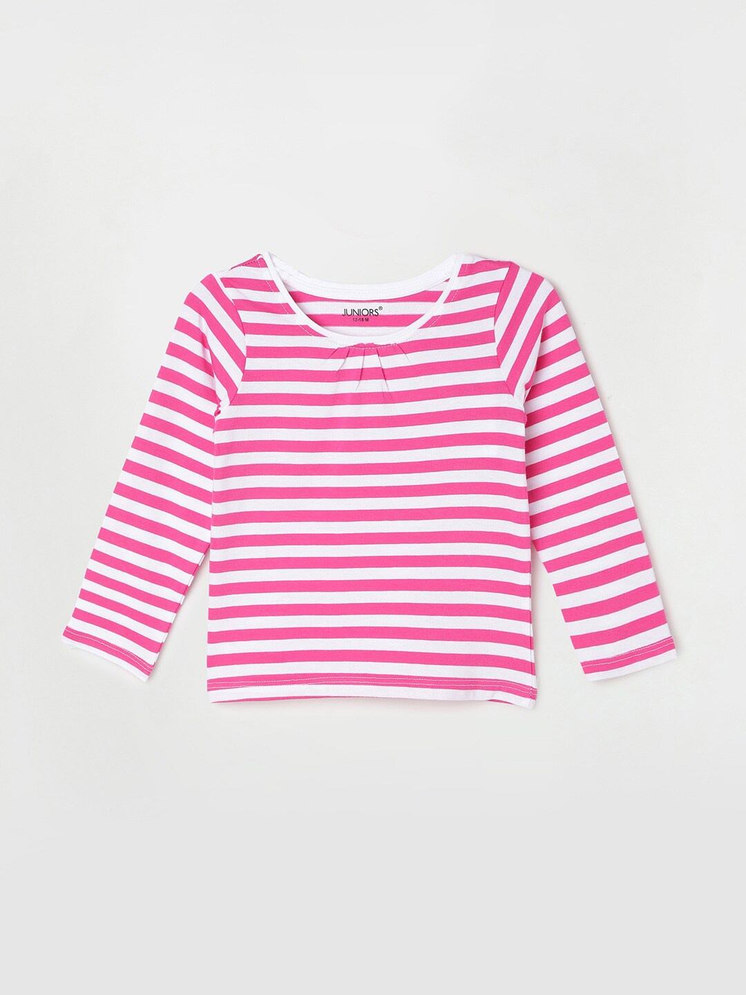 

Juniors by Lifestyle Girls Striped Round Neck Long Sleeves Cotton T-shirt, Pink