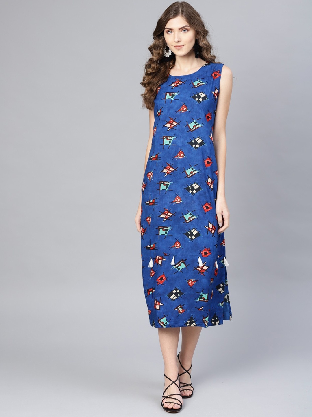 

Moshe Printed Fit & Flare Midi Ethnic Dress, Blue