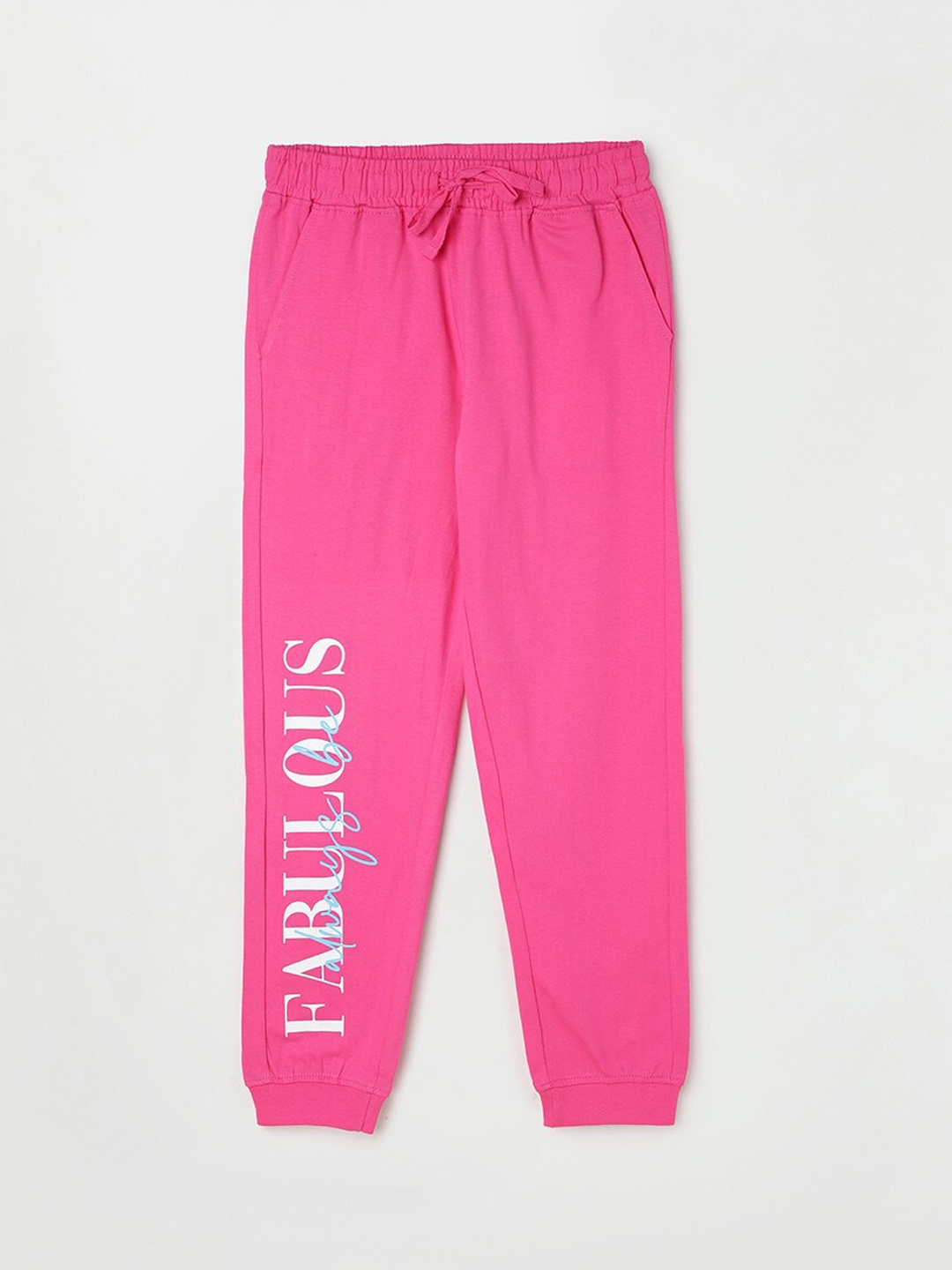 

Fame Forever by Lifestyle Girls Printed Pure Cotton Mid Rise Track Pants, Pink
