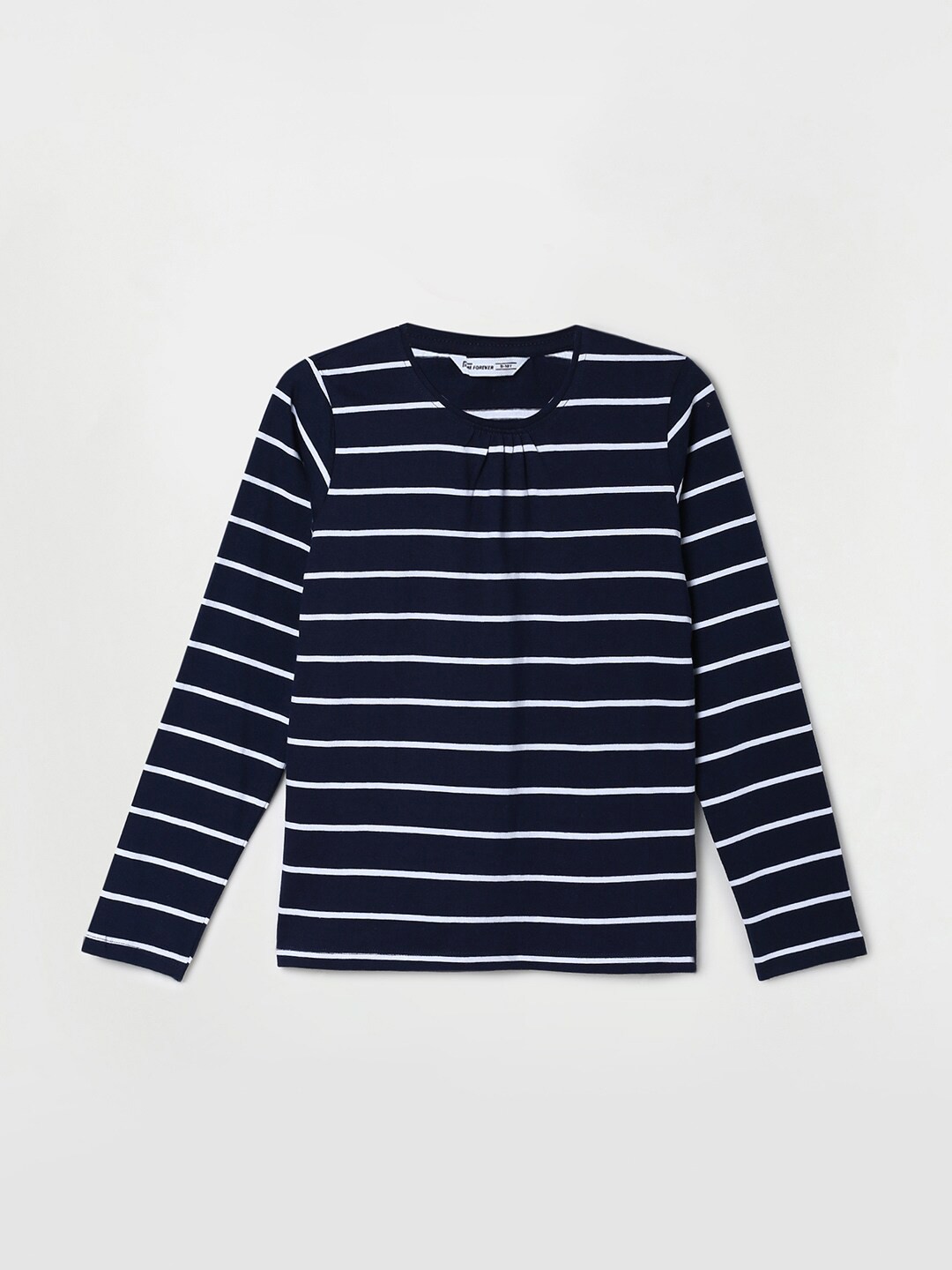 

Fame Forever by Lifestyle Girls Striped Pure Cotton T-shirt, Navy blue
