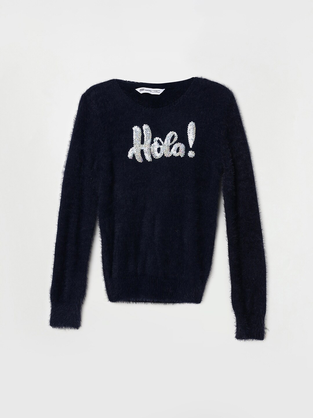 

Fame Forever by Lifestyle Girls Typography Pullover with Embellished Detail, Navy blue