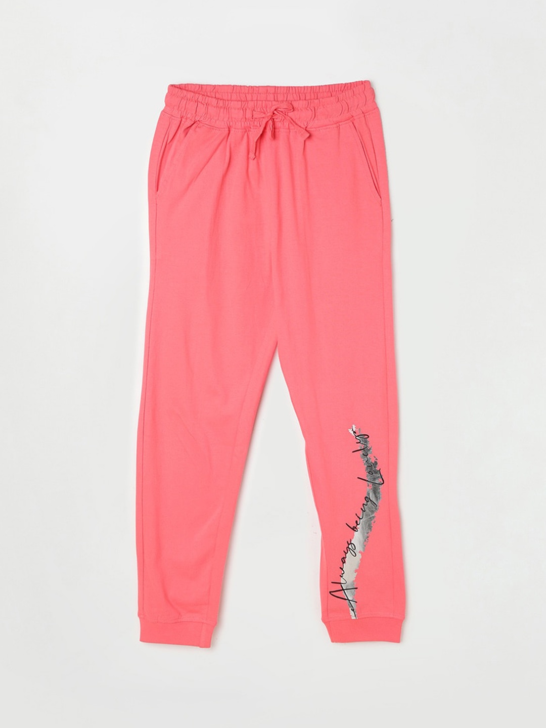 

Fame Forever by Lifestyle Girls Printed Pure Cotton Track Pants, Coral