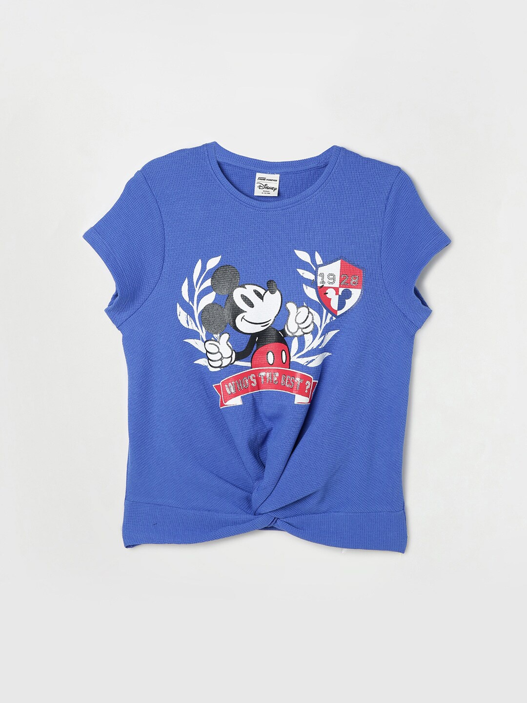 

Fame Forever by Lifestyle Girls Mickey Mouse Printed Pure Cotton T-shirt, Blue