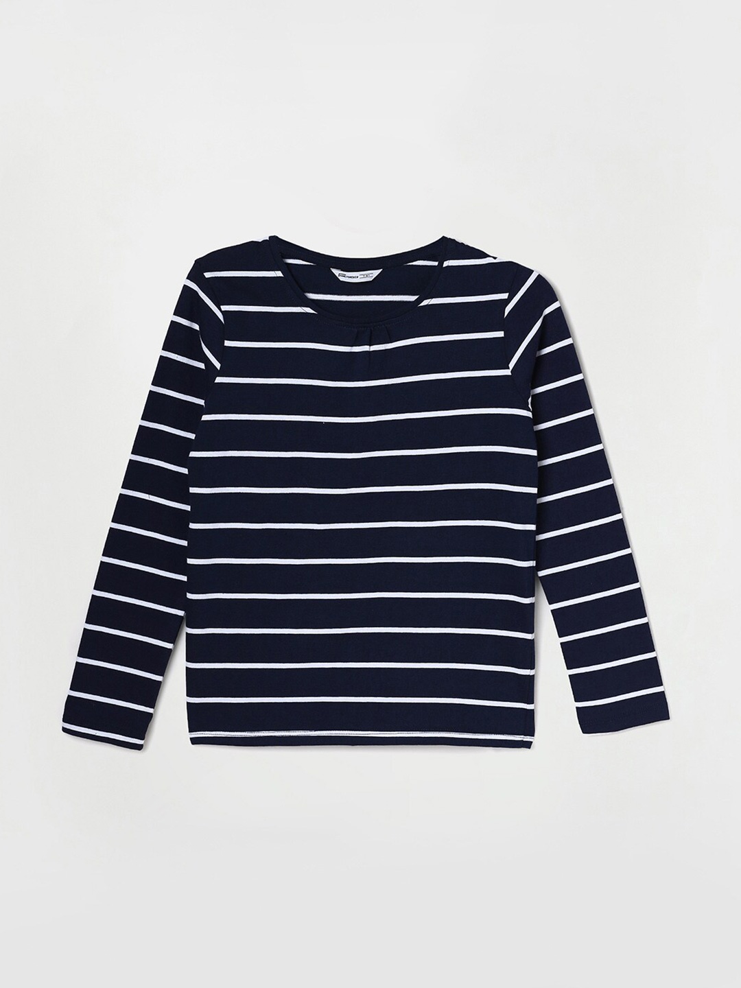 

Fame Forever by Lifestyle Girls Striped Pure Cotton T-shirt, Navy blue