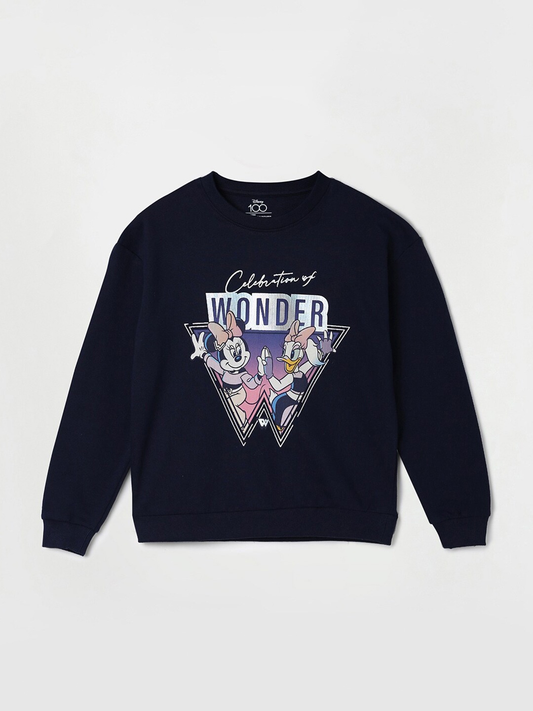 

Fame Forever by Lifestyle Girls Mickey & Donald Printed Cotton Pullover Sweatshirt, Blue