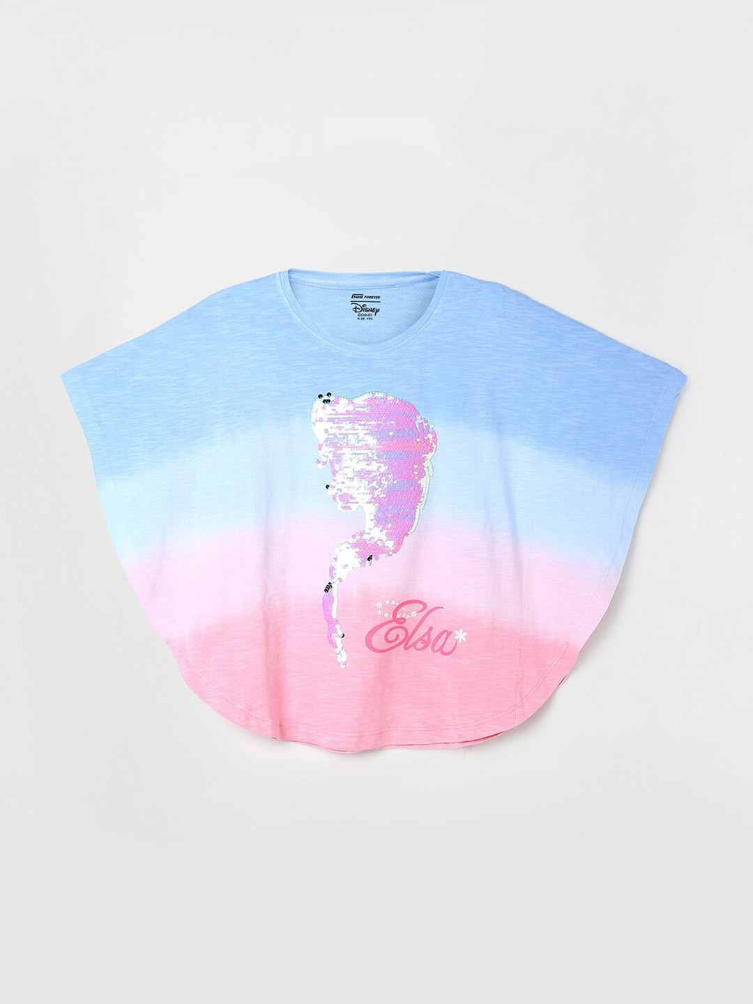 

Fame Forever by Lifestyle Girls Tie & Dye Extended Sleeves Pure Cotton Poncho Top, Blue