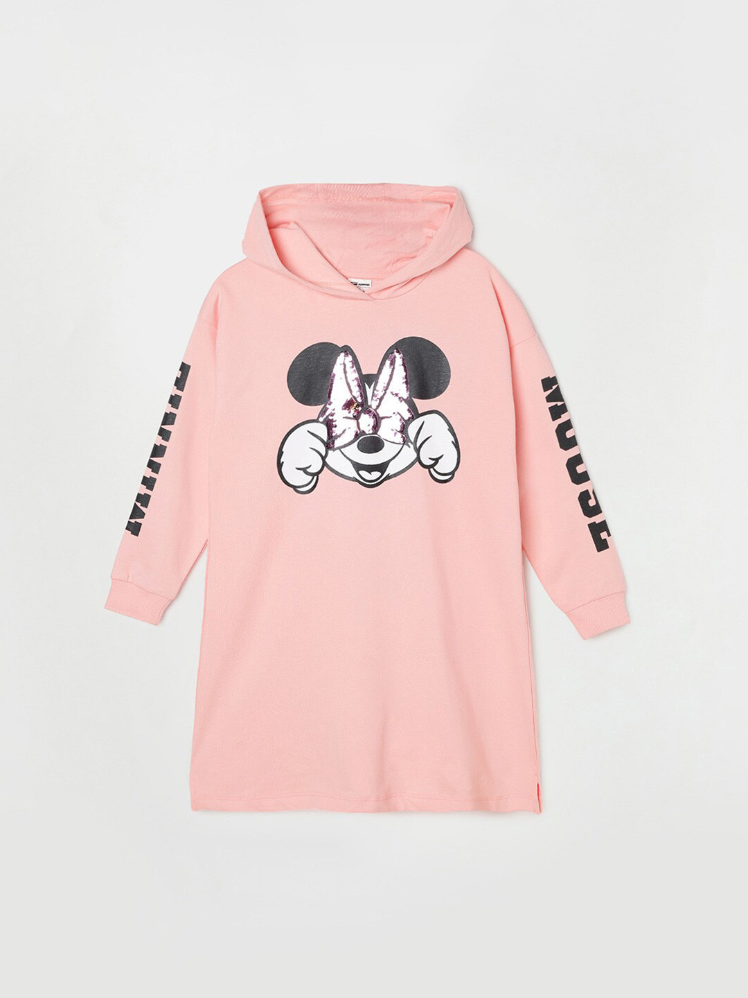 

Fame Forever by Lifestyle Girls Mickey Mouse Printed Hooded Neck Cotton Sweatshirt, Peach