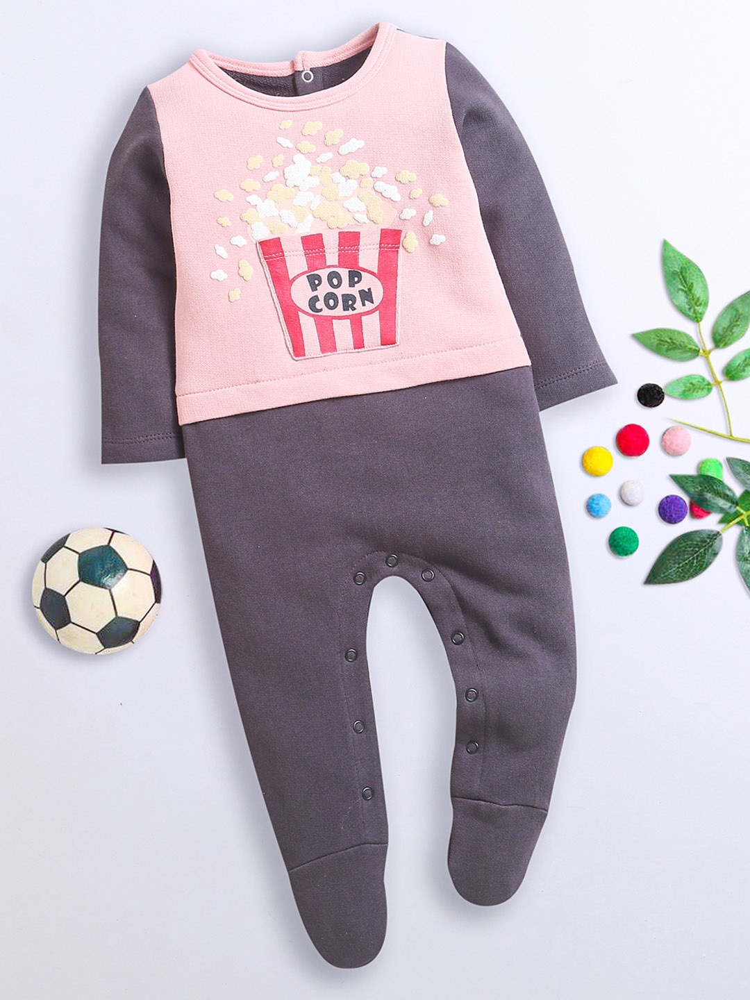 

Nino Bambino Infant Popcorn Printed Cotton Sleepsuit, Grey