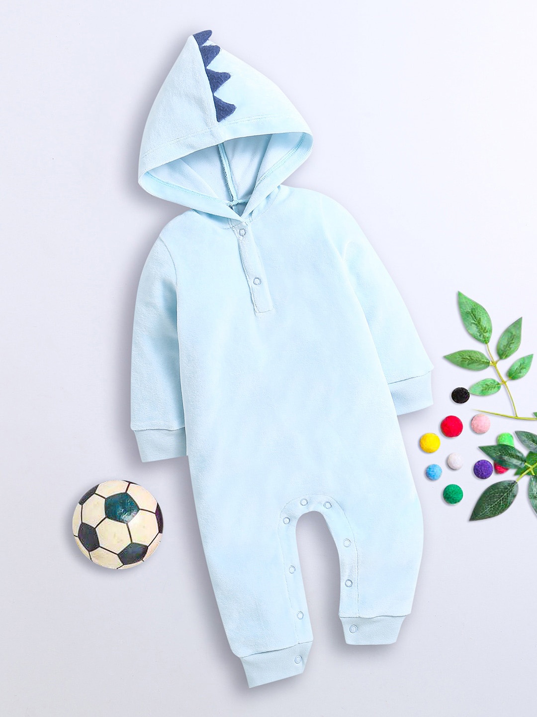 

Nino Bambino Infants Hoodie Rompers, Sea green