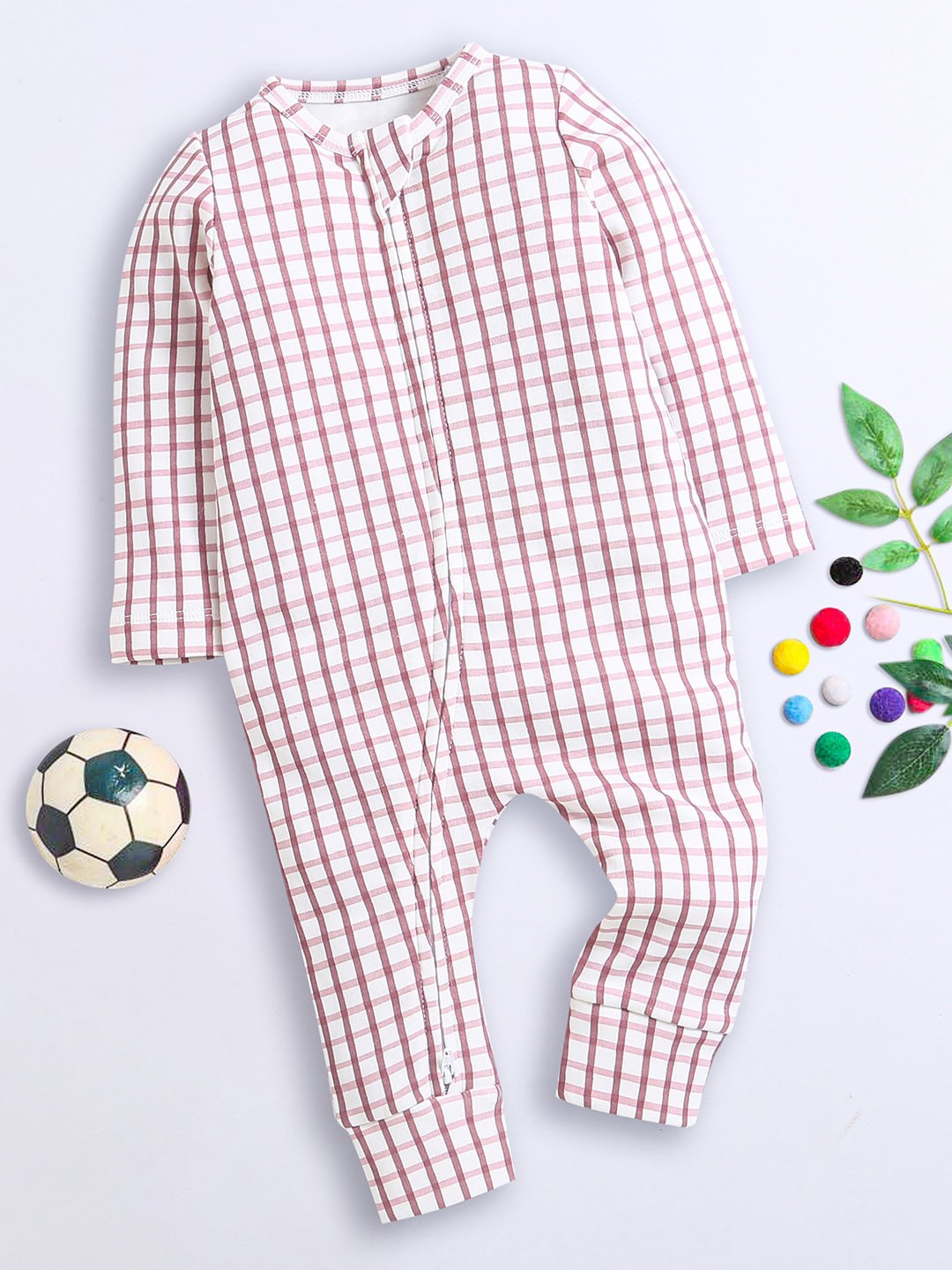 

Nino Bambino Infants Checked Organic Cotton Rompers, White
