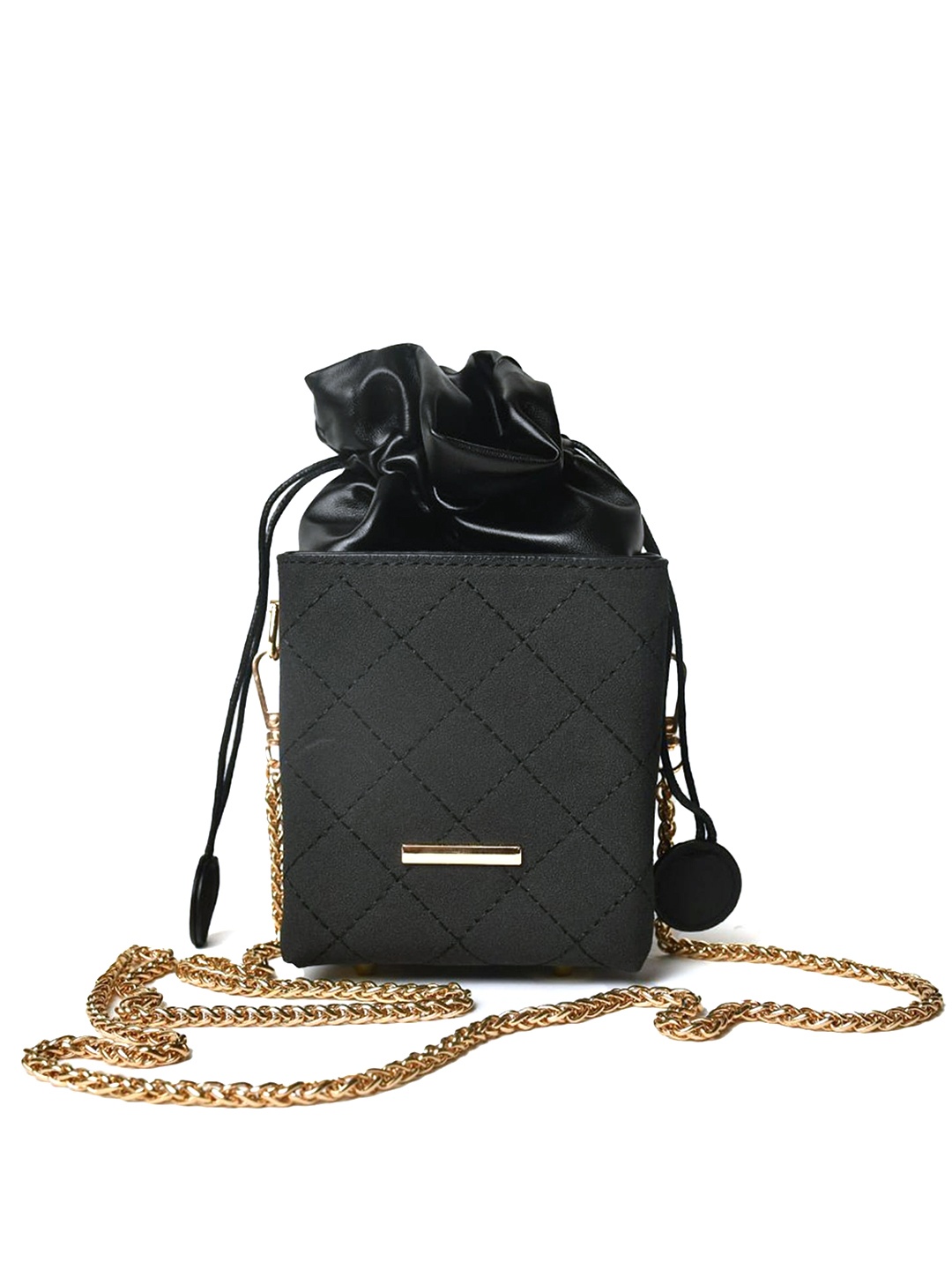 

INKMILAN Textured Bucket Sling Bag, Black