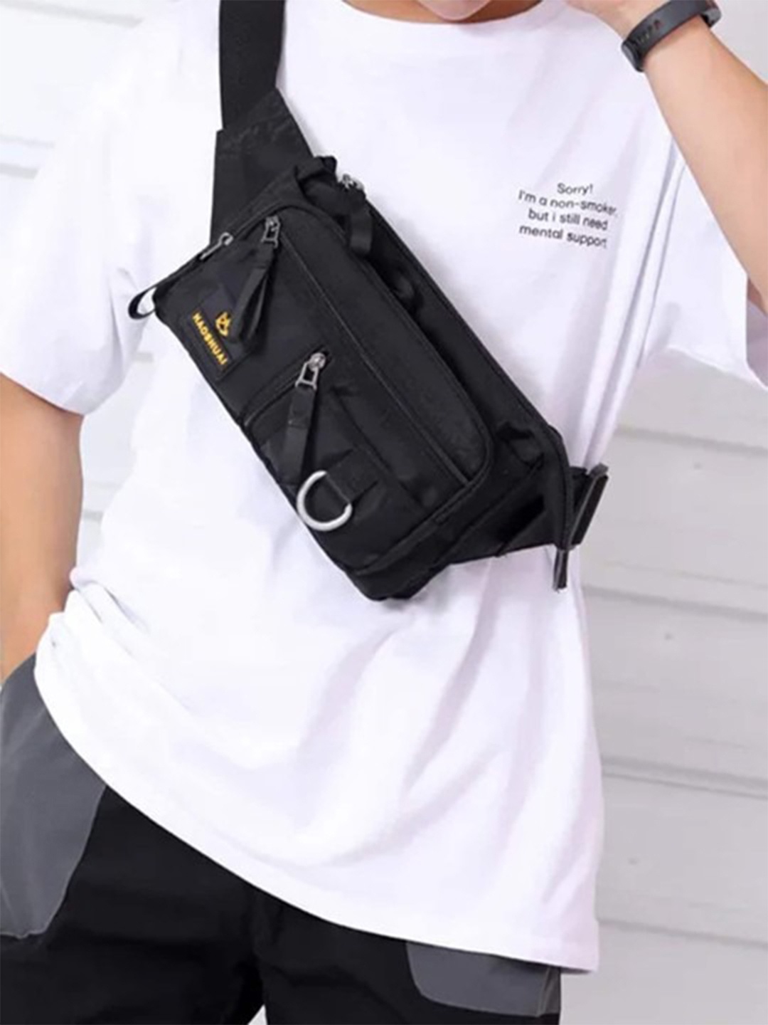 

INKMILAN Unisex Anti-Theft Money Pocket Crossbody Waist Pouch, Black