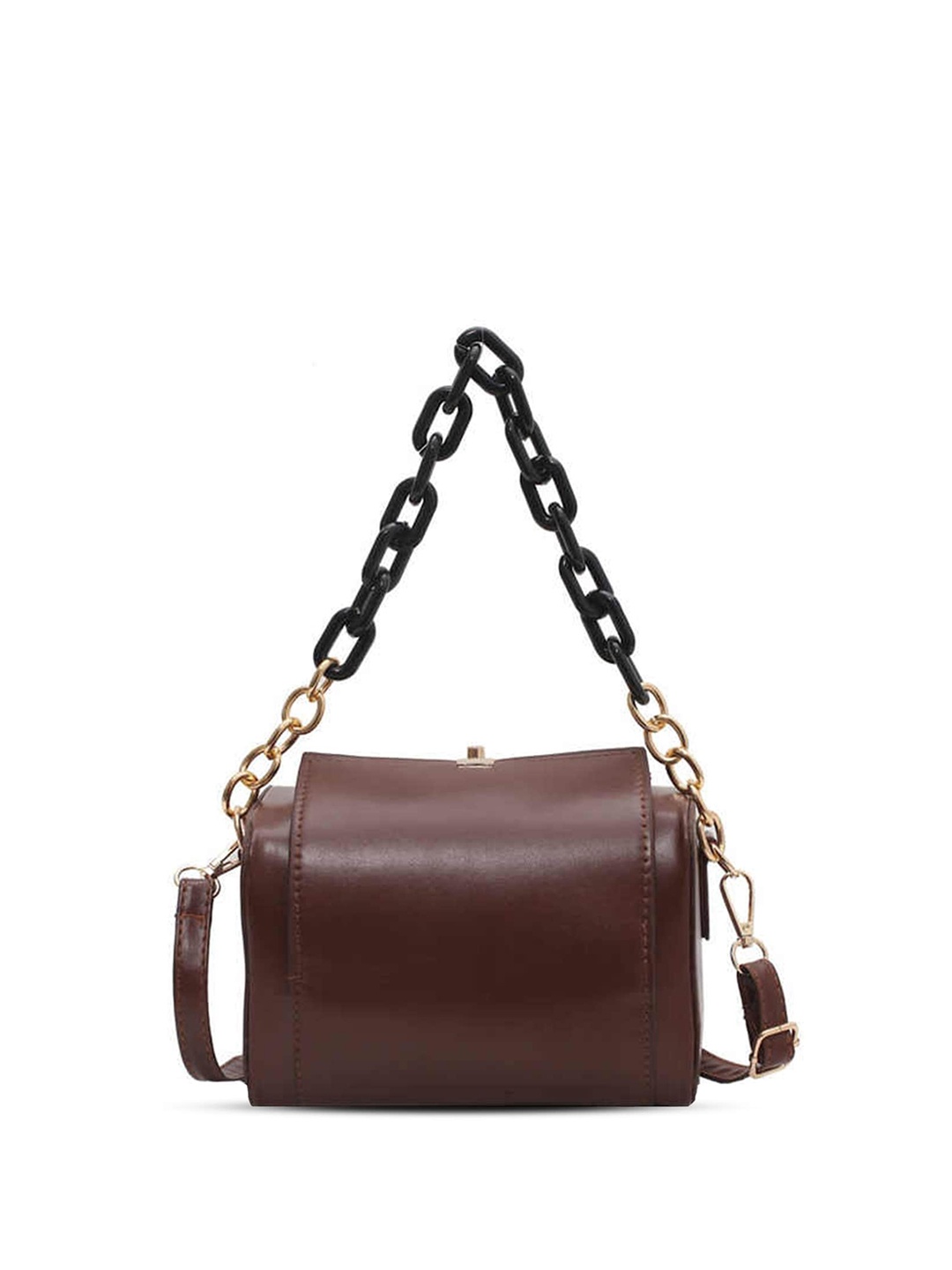 

INKMILAN Brown Textured PU Structured Sling Bag