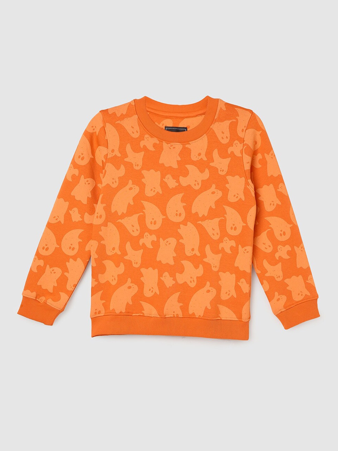 

max Boys Conversational Printed Cotton Sweatshirt, Orange