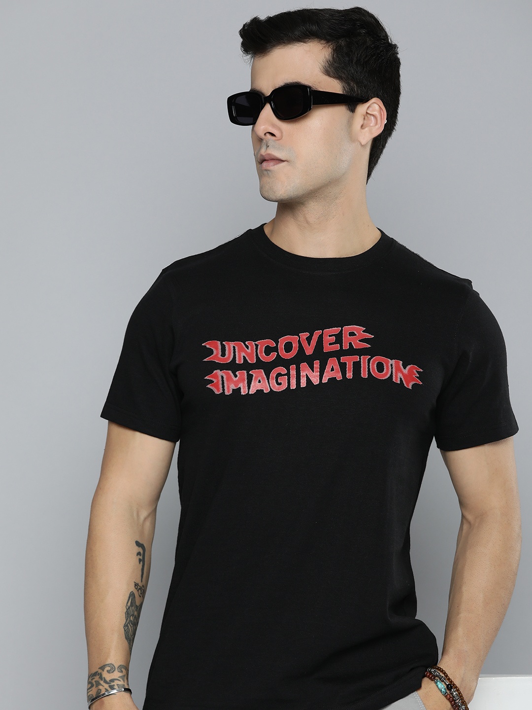 

R.Code by The Roadster Life Co. Men Typography Printed T-shirt, Black