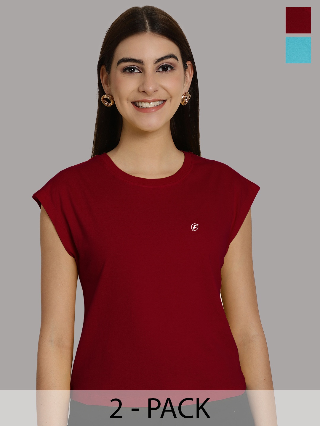 

Friskers Women Maroon 2 Extended Sleeves T-shirt
