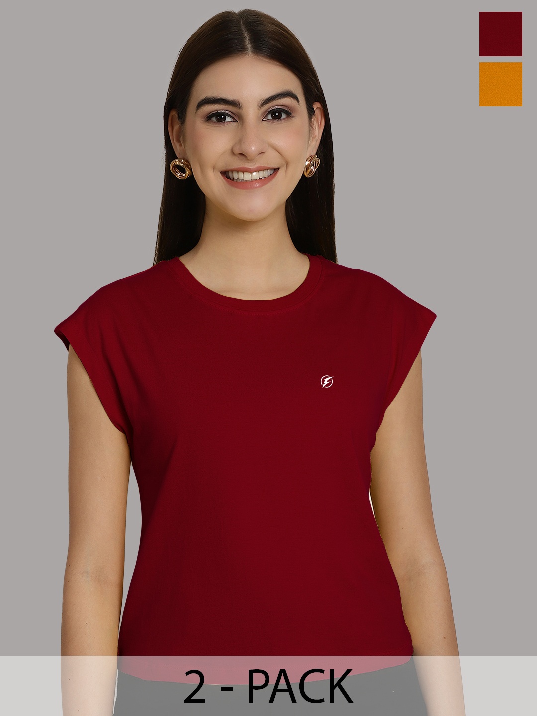 

Friskers Women Maroon 2 Extended Sleeves T-shirt