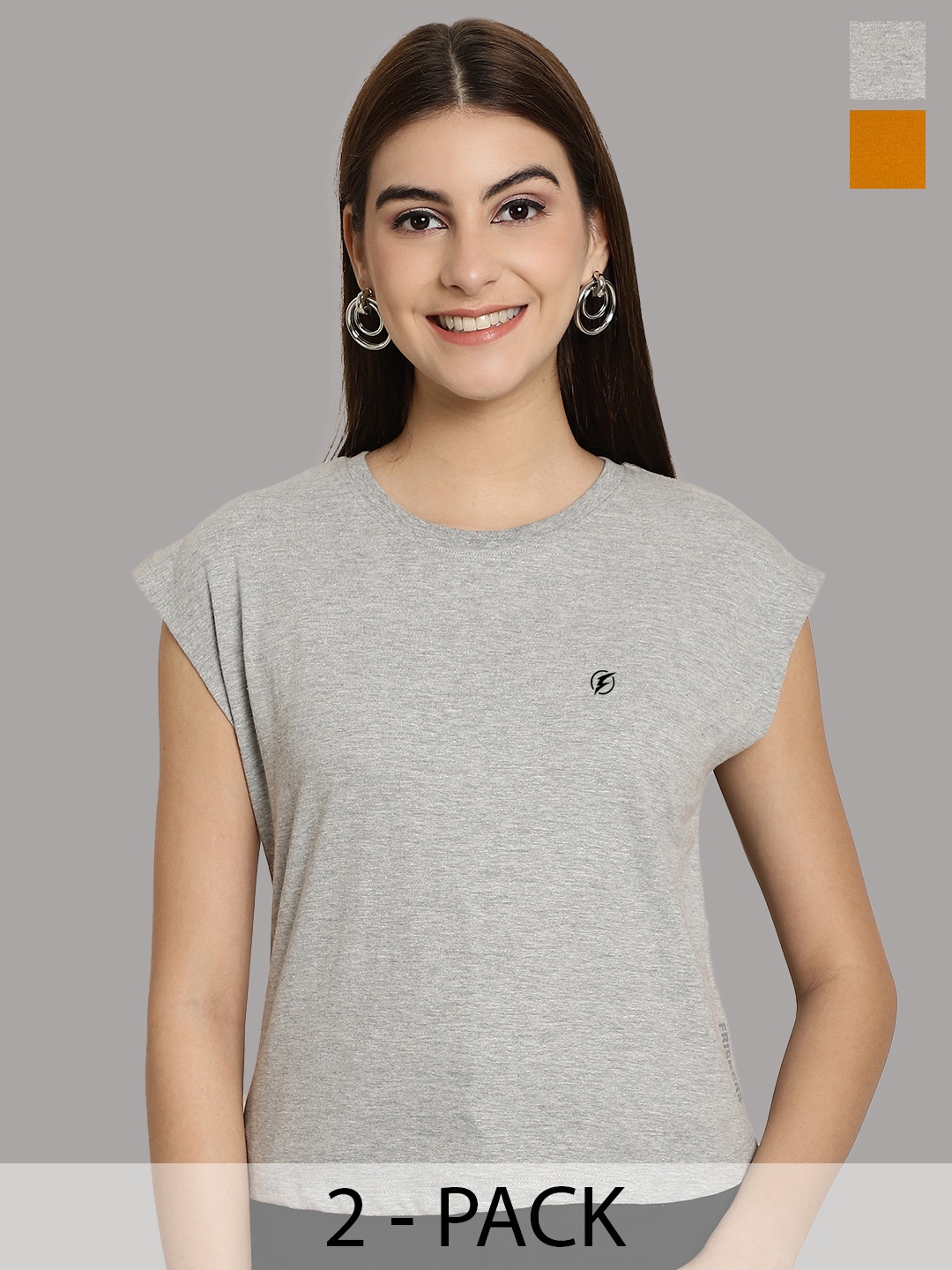 

Friskers Women Grey 2 Extended Sleeves T-shirt