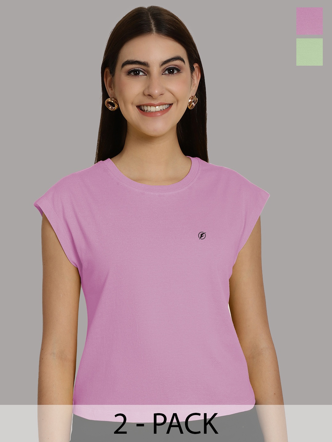 

Friskers Women Purple 2 Extended Sleeves Applique T-shirt
