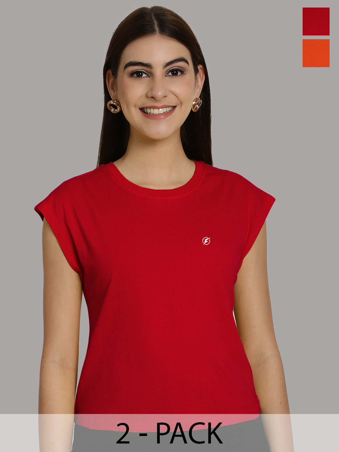 

Friskers Women Red 2 Applique T-shirt