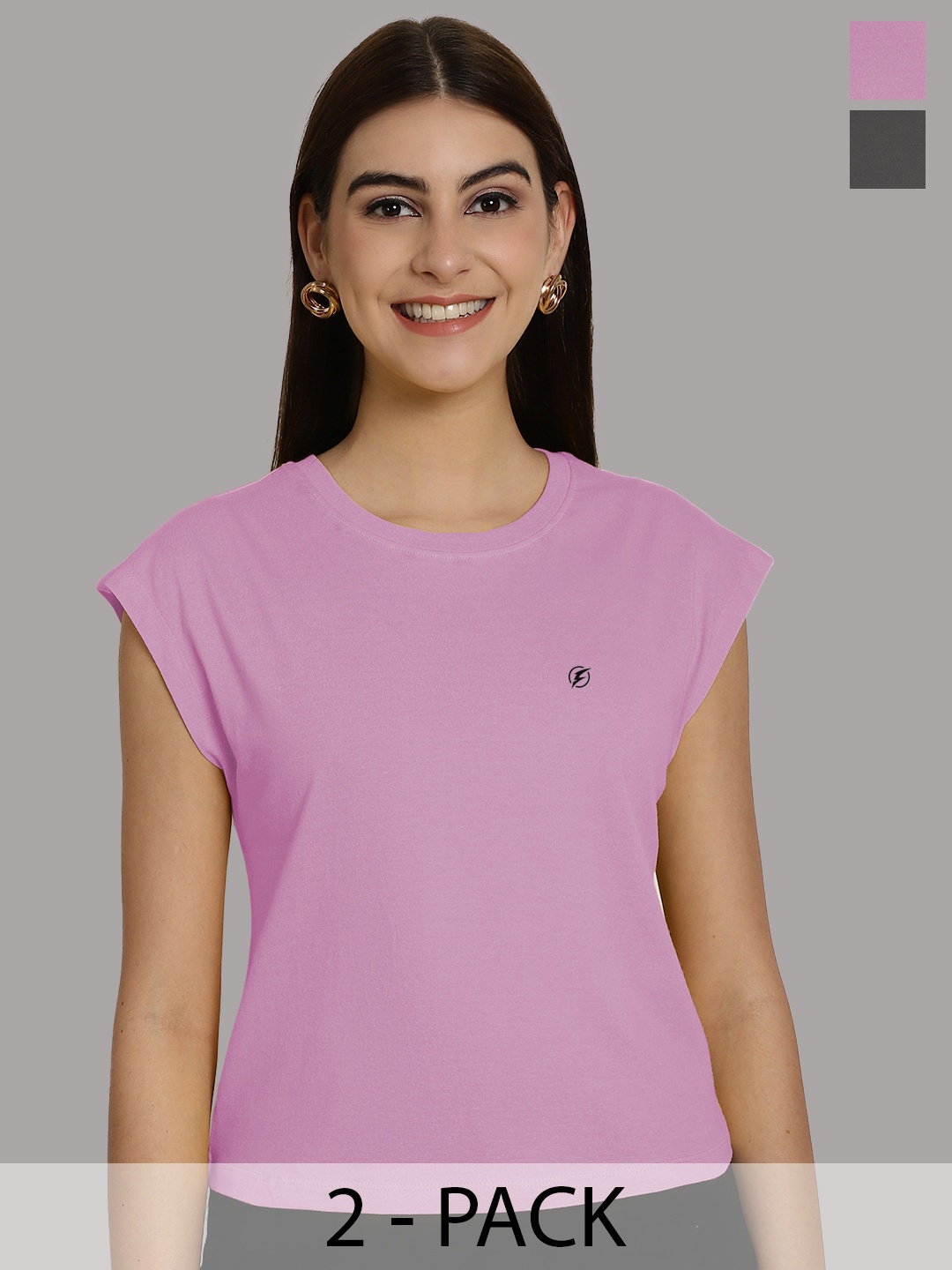 

Friskers Women Purple 2 Extended Sleeves Applique T-shirt