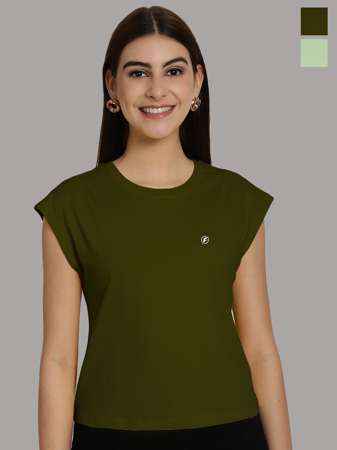 

Friskers Women Sea Green 2 Extended Sleeves T-shirt