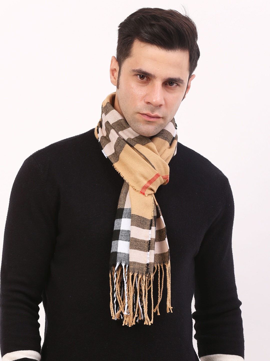 

Calvadoss Checked Acrylic Muffler, Beige