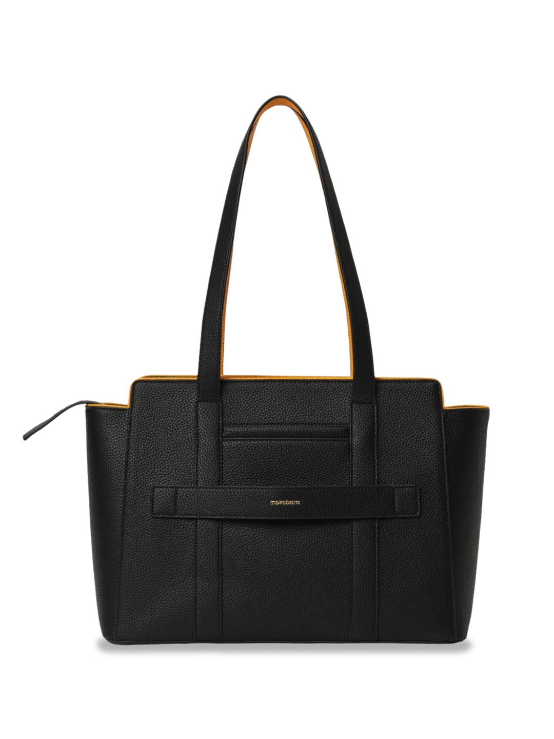 

MOKOBARA Leather Structured Handheld Bag, Black