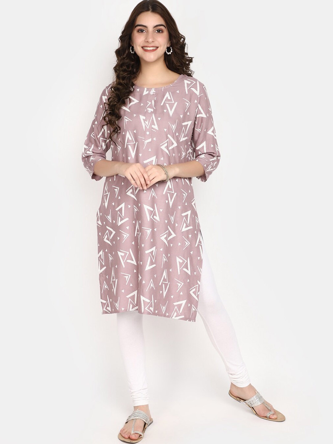 

V-Mart Geometric Printed Kurta, Mauve